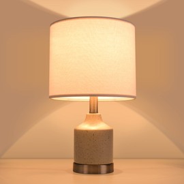 KM Legend SIMPOL HOME Set of 2 Bedside Table Lamps with Linen Fabric Shades, Ceramic Base for Bedroom, Living Room, Office - Modern Nightstand Working Lights (Bulbs Not Included)