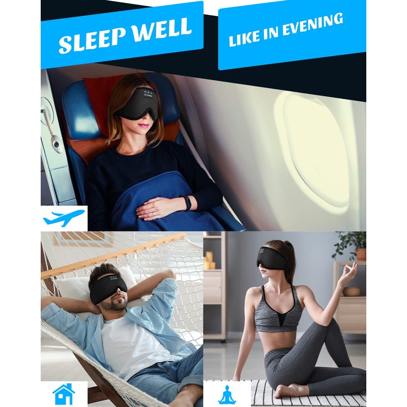 Sleep Mask with Bluetooth Earphones, Sleep Headphones Bluetooth Blackout Wireless