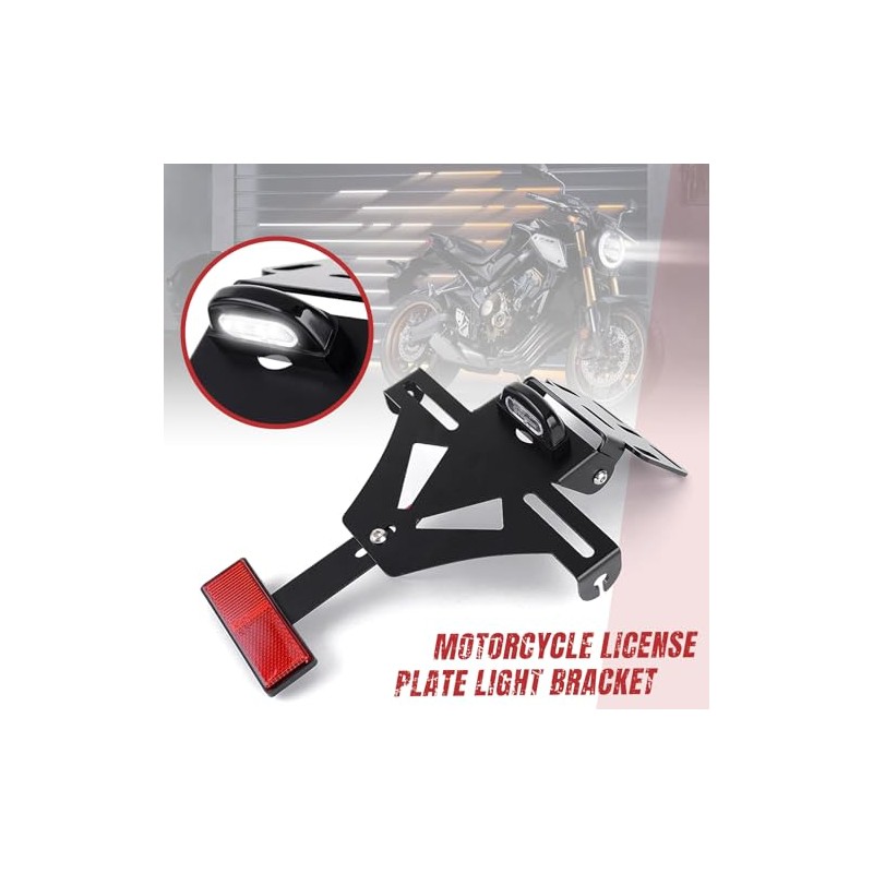 WingFly Motorcycle License Plate Holder, LED Light Motorcycle Number Plate