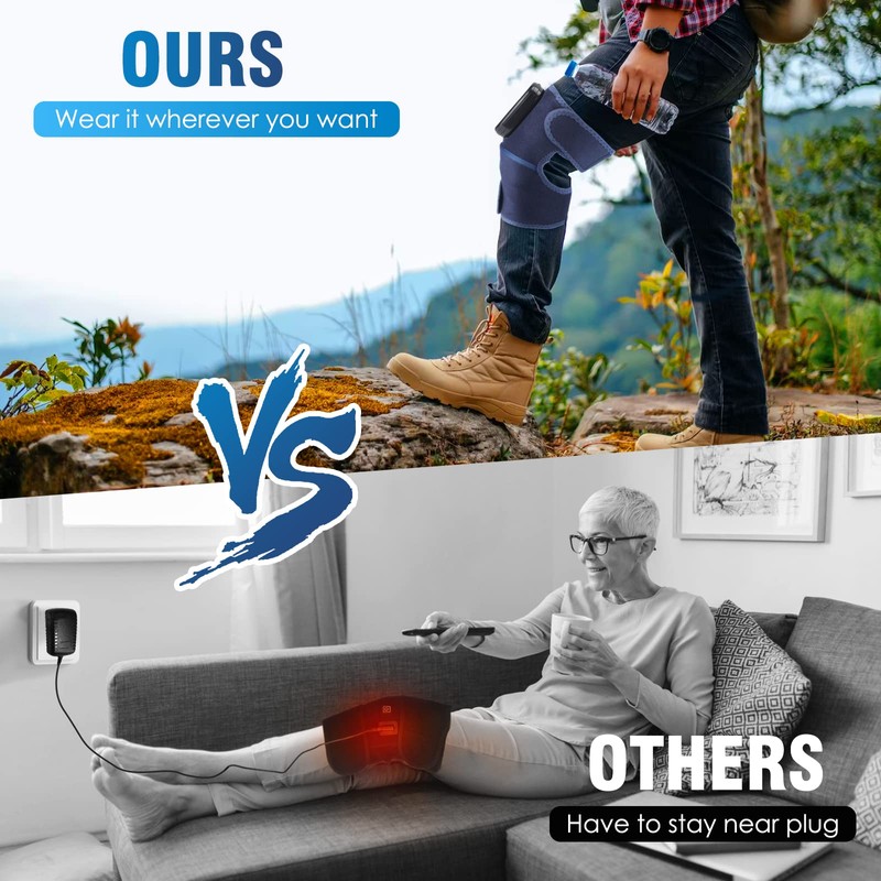 MOAJAZA Cordless Knee Massager with Heat and Vibration, Heating Pads