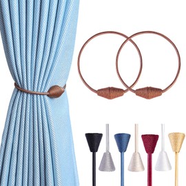 YUNTUOO 2 alzapaños magnéticos para cortinas, estilo europeo, prácticos alzapaños para cortinas finas o gruesas, no requieren herramientas (café claro