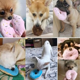 Donut-Shaped Dog Chew Toy & Plush Teether Chew BL05583 Pink 100ea