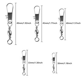 200 x Fishing Snap Swivels, Connectors 2# 4# 6# 8# 10#, Safety Cuts Swivels, Fishing Tackle Sea Fishing Swivels, Sea Fishing Swivels for Quick Change of Fishing Hook