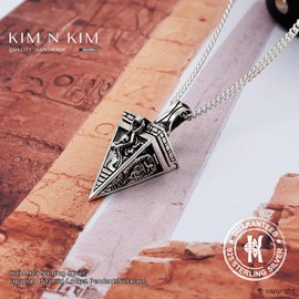 Egyptian Pyramid Locket Pendant Necklace, Anubis, Great Sphinx, Free Engraving, Solid 925 Sterling Silver, Quality -KIMNKIM L16-3