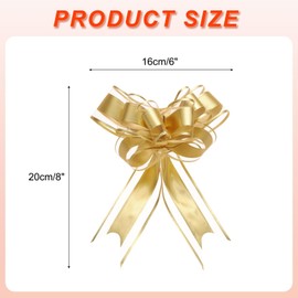 uxcell 20pcs 8 Inch Giant Large Pull Bow Gift Wrapping Organza Bows Ribbon Gold for Wedding Baskets Presents Christmas