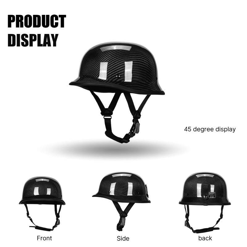 Vintage Motorcycle Half Helmet, Carbon Fiber Open Face Retro Motorcycle