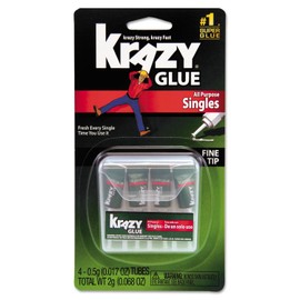 Krazy Glue KG58248SN Krazy Glue Single-Use Tubes w/Storage Case, 0.07 oz, 4/Pack