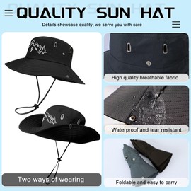 Bucket Hats for Men Sun Hats Upf 50+ Bucket Fishing Hat for Men Wide Brim Cowboy Hiking Hat for Mens Foldable Waterproof Large Summer Beach Sun Caps for Mens Women Uv Protection Safari Outdoor Cooling