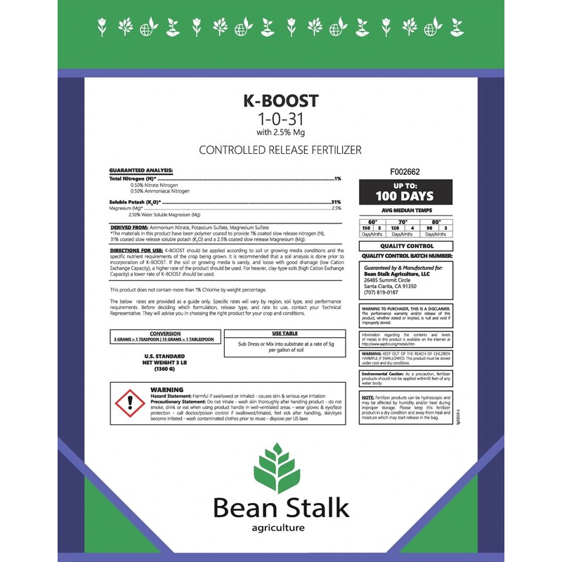 Bean Stalk K-Boost Controlled Release Fertilizer to Boost Potassium -1