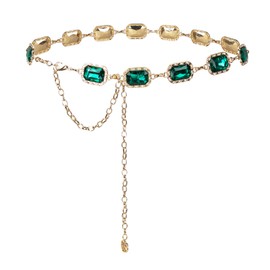 Iluvatar Colorful glass diamond chain belt metal rhinestone belt women's dress metal belt women's western style belt women's belt bling bling