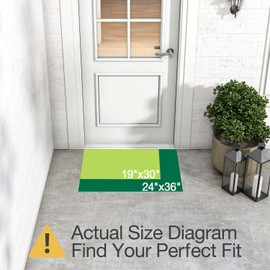 LUMI Outdoor Welcome Mat for Front and Back Door – 19x30 Non-Slip Heavy Duty Entry Rug, Waterproof Rubber Doormat with Drainage Holes for Dirt Trap and Easy Clean, Black