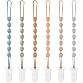 Eascrozn Baby Pacifier Clip, 6 Pack Silicone Pacifier Holder with One Piece Design for Baby Boy and Girl, BPA Free Soft Flexible Paci Binky Clips