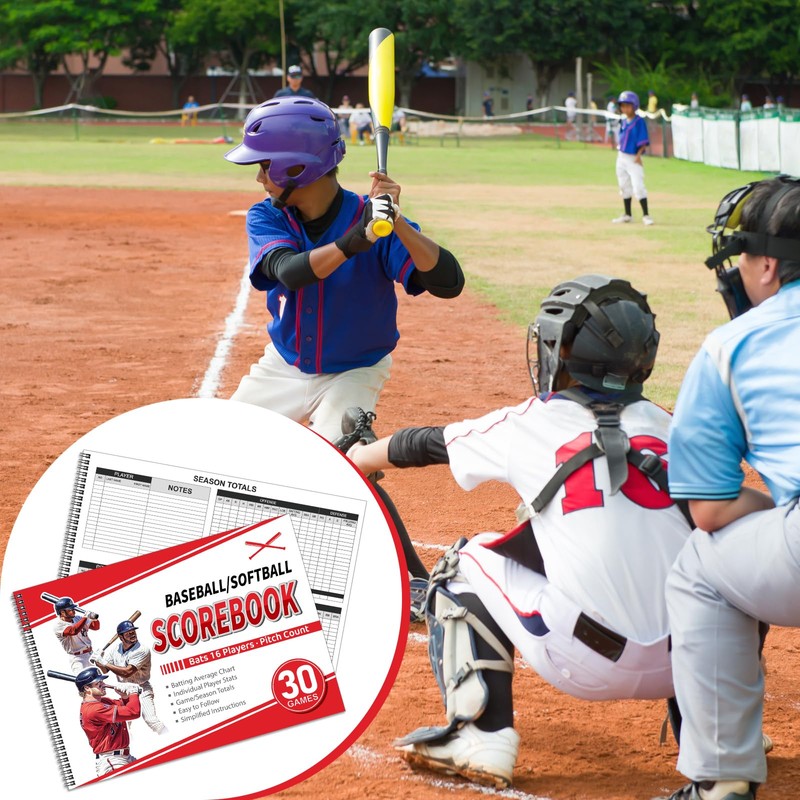 Chiisong 2 Pcs Side by Side Baseball Scorebook 11.5x16 30