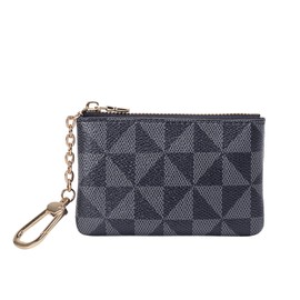 LJCZKA Mini Coin Purse PU Leather for Women and Men, Portable Coin Purse with Keychain, Small Zip Coin Pouch, 11,5x7,5x1.5cm