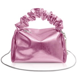 JENSVOIR Clutch Purse for Women - Pink Evening Clutch PU Leather Pleated Bag Designer Handbag for Party Prom Wedding
