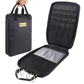 Wesqunie Camp Kitchen Organizer with Hanging Hooks, Multi-Pocket Camping Cooking Utensils Bag, Portable Waterproof Storage for BBQ Outdoor Cooking Essentials, Black New, Bag Only