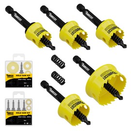 5 x SabreCut HSMK5A 16 mm 20 mm 22 mm 25 mm 32 mm High Performance Hole Saws Made of Thin-Walled Sheet Steel with Steel Body and HSS M42 Cobalt Mandrel with Progressive Tooth Profile for Wood, Plastic