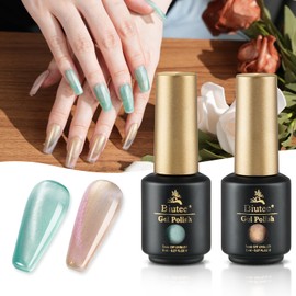 Biutee Magnetic Nail Gel Nail Color Gel Magnet, Nail Workshop, Magnetic Gel, Cherry Pink, Jade Color, Glitter, Ultra Fine Particles, Magnetic, UV/LED Compatible, Suitable for Beginners & Professionals