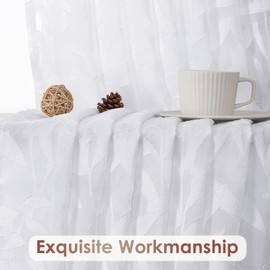 Lecloud Pinch Pleated Sheer White Curtains 108 Inches Long 2 Panels for Large Window, 60 Inch Extra Wide Semi Sheer Jacquard Textured Living Room Curtains with Hooks Rings Back Tab, 60" W x 108" L