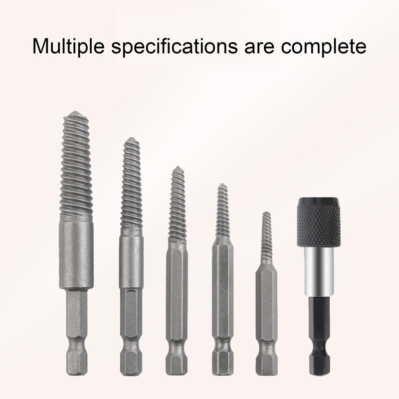 KSOPUERT Hex Shank Broken Screw Extractor Kit 6Pcs Reverse Thread