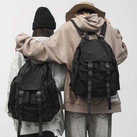 Natural design pocket daily unisex all black backpack Black/ONE 2ea