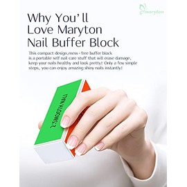 MARYTON Bloque Pulidor De Uñas Profesional - Bloque Pulidor De Uñas Ultimate Shine Con 4 Métodos De Pulido, Pulidor Todo En Uno Para Suavizar, Pulir Y