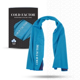 COLD FACTOR Instant Cooling Towel (Blue) | UPF 50+ & Reflective Safety | Moisture Wicking | Chemical-Free Evaporative Cooling |2 Hours of Cooling Comfort