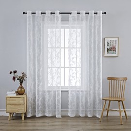 Anytime White Lace Sheer Curtain Panels for Living Room Elegant Window Treatment Sets Light Filtering Translucent Draperies for Office (2 Panels,W55 x L84inch)