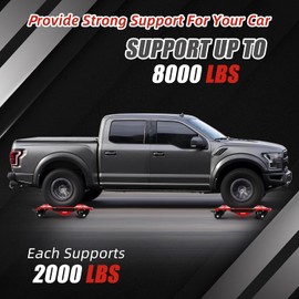 Unbranded 4pcs Car Dolly Tow Hooks, 8000lbs, Sidebar Handles, Brakes, Moving Cars Trucks