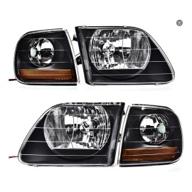 Faros Fondo Led Para F150 Lobo Expedition 1997-2003 Negro Ambos Lados
