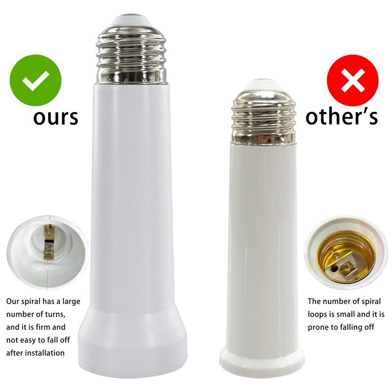 Socket Extender, E26/E27 Light Bulb Socket Extender Standard Medium Base,