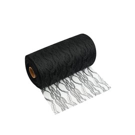 MODERNO Table Runner Lace Table Runner in Black (15cm x 20m) High Quality Table Decoration Ribbon for Weddings & Christenings, Festive Table Decoration for Special Occasions