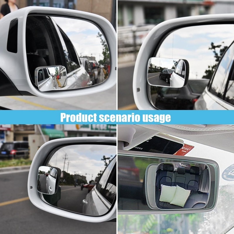 Rectangle Blind Spot Car Mirror - 2" Frameless HD Glass