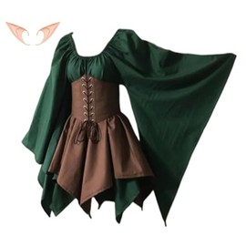 QiaoPkeb Elf Costume for Women Christmas Costume for Women Set Christmas Buddy the Elf Dress Outfit(Green/Brown,XL)