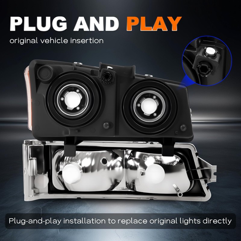 Shocklight Headlights Compatible with 2003 2004 2005 2006 2007 Chevy