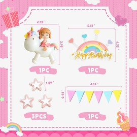 JeVenis - Decoración mágica para tartas de unicornio, decoración de cumpleaños para niñas, decoración de cumpleaños de unicornio, decoración de fiesta de unicornio, decoración de cumpleaños de arco iris, decoración de cumpleaños para niña