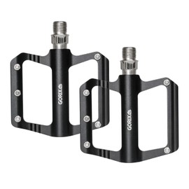 GORIX Bicycle Pedals, Flat Pedals, Aluminum, Lightweight, Thin, Wide, Flat Spike Pin, Non-Slip, Stylish (GX-F65), Simple Design, Flat, Black, Durable, Road Bikes, Cross Bikes, Mountain Bikes, and Other Bicycles