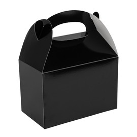 Restaurantware Bio Tek 8.5 x 4.8 x 5.5 Inch Gable Boxes For Party Favors, 100 Attractive Gift Boxes - With Built-In Handle, Greaseproof, Black Paper Barn Boxes, For Special Events Or Parties