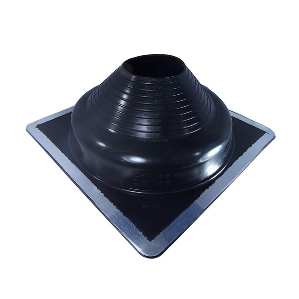 Dektite Premium #8 Black EPDM Metal Roof Pipe Flashing, Square Base, Pipe OD 6-3/4" to 14"