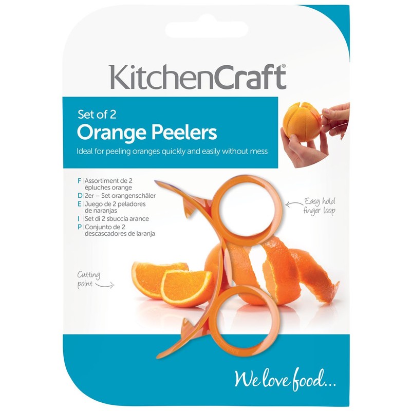 KitchenCraft KCORANGE Orange Peeler Set, Plastic, Orange, 7 cm, Set
