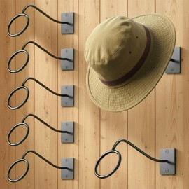 JOUTYFOR 6 Pcs Cowboy Hat Rack for Wall, Cowboy Hat Holder Wall Mount, Western Rustic Metal Hats Hanger Hooks Organizer for Fedora, Sun Hats, Wide Brim, Western Room Decor