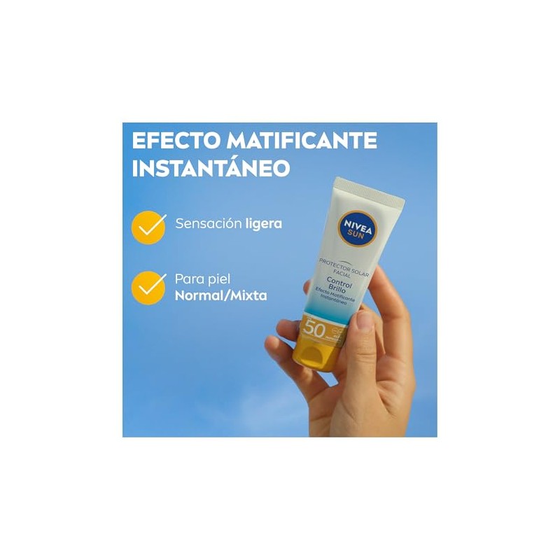 Nivea Sun Protector Solar Facial Control Brillo Efecto Matificante Instantáneo