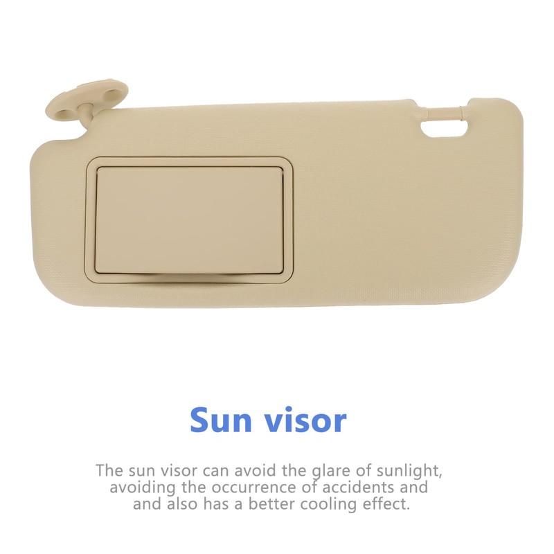 Mobestech Beige Driver Side Sun Visor with Mirror Replacement Car