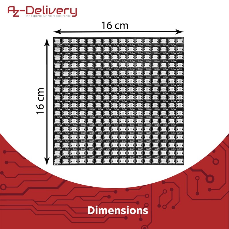 AZDelivery 5 x RGB LED Panel WS2812B 16 x 16