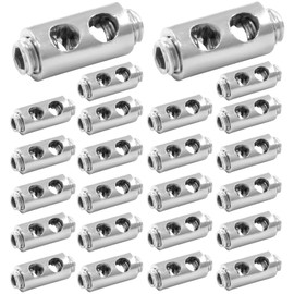 Unlorspy 24 Pcs Steel Wire Rope Cable Clamp, 5.7X 10 mm Double Hole Wire Rope Clips with Hexagon Socket Head Cap Screws for 1.5mm Diameter Wire Rope (Style 2)