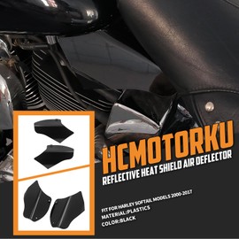 HCmotorku Air Heat Deflector Saddle Shields Fit for Harley Softail Fat Boy FLSTF Heritage Classic FLSTC FXST 2000–2017 Reflective Mid Frame Heat Guard Panels (Black, Left & Right)