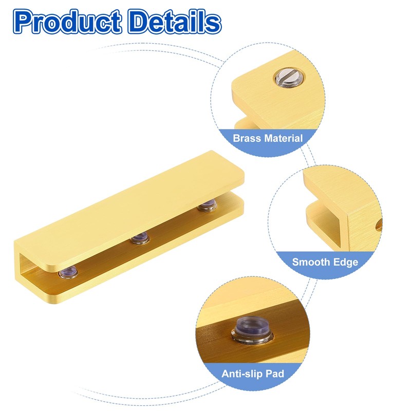 uxcell 4Pcs Glass Shelf Brackets, Adjustable Solid Brass Glass Shelf