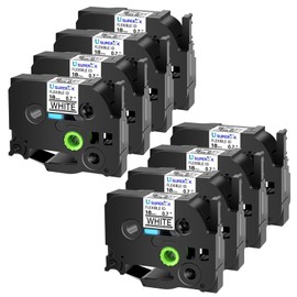 USUPERINK 8 Pack 18mm 0.7 Laminated White Tape Compatible for Brother P Touch Label Maker Tape TZe-FX241 Flexible-ID 18mm Label TZ-FX241 3/4 Inch TZe TZ Tapes for PT-D400 D410 D450 D600 D610BT