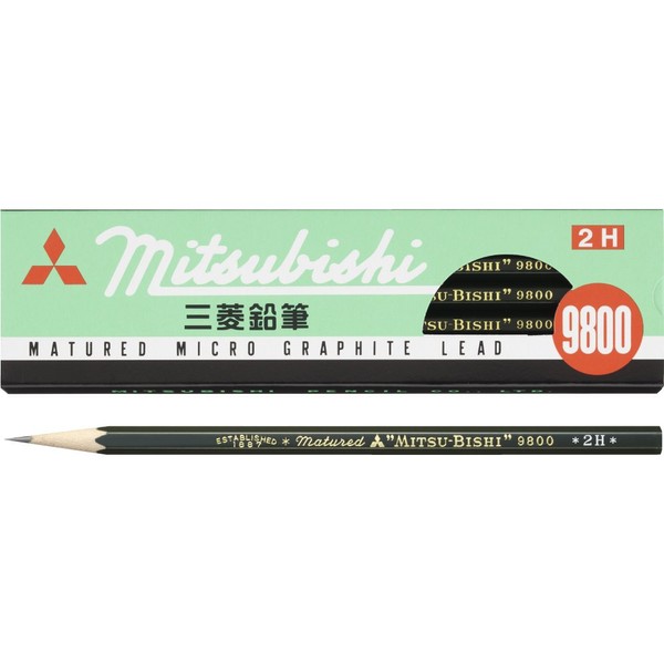 Mitsubishi Pencil K98002H 9800 2H Pencil, 1 Dozen