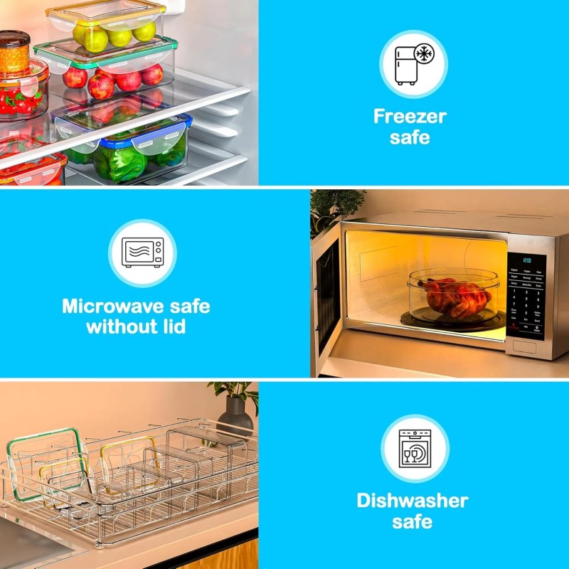 RockBerry 40 Pcs Airtight Food Storage Containers – Leak-Proof, Stackable,